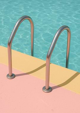 Swimming pool ladder with pastel colors