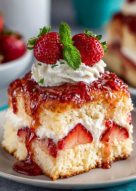 Strawberry Shortcake Slice with Cream