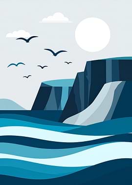 Coastal Cliffs and Ocean Waves