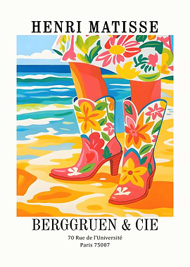 Henri Matisse Floral Boots Beach Art