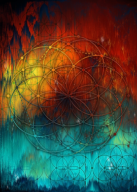Abstract Flower of Life Geometric Art