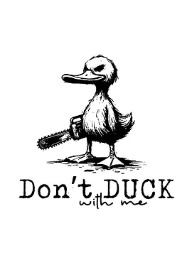 Angry Duck with Chainsaw Illustration