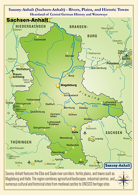 Saxony-Anhalt Map: Rivers, Plains, Towns