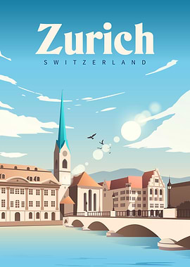 Zurich, Switzerland Travel Poster