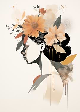 Boho Floral Woman Portrait