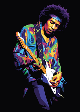 Jimi Hendrix Colorful Pop Art Portrait
