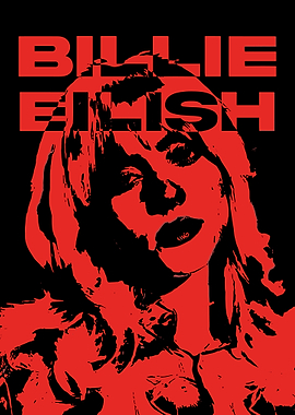 Billie Eilish Red and Black Portrait