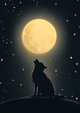 Wolf Howling at the Moon