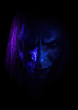 Sinister Face in Blue and Purple Light