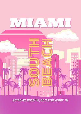 Miami South Beach Travel Poster