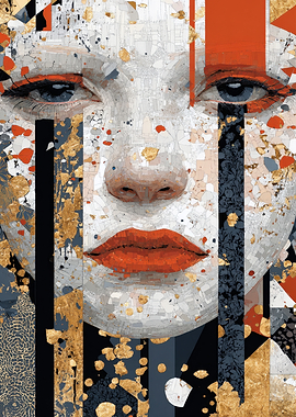 Abstract Portrait with Gold Accents