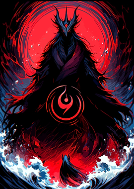 Dark Figure with Red Symbol