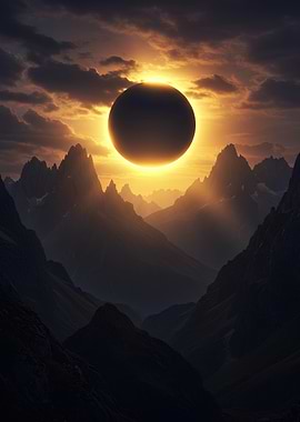 Mountain Eclipse Landscape
