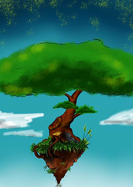 Floating Island Tree Digital Art