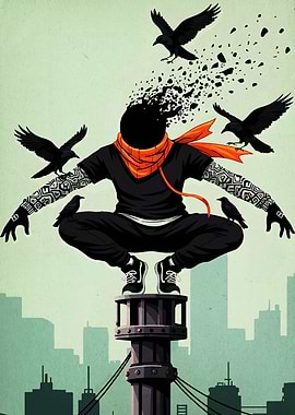 Rooftop Raven Watcher