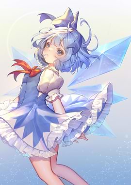 Anime Girl with Blue Hair and Crystals