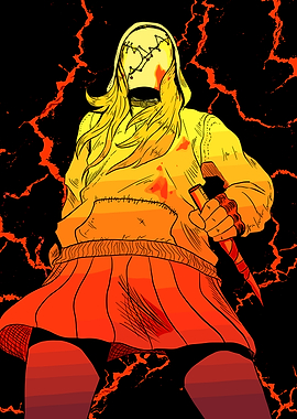 Hooded Figure with Knife in Comic Style