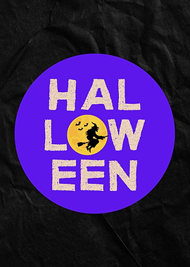 Halloween Witch on Broomstick Circle Design