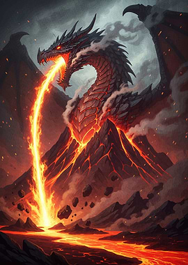 Fiery Dragon Volcanic Landscape