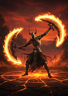 Fiery Warrior Flaming Blades