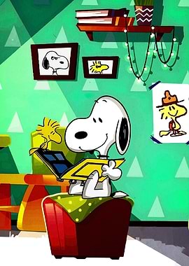 Snoopy and Woodstock Reading Together