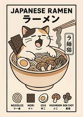 Cat in Ramen Bowl