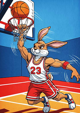 Rabbit Basketball Player Dunking