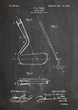 Golf Club Patent Drawing - 1905