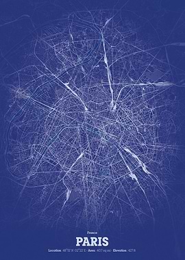 Paris City Map - Blueprint