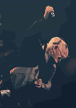 Singer performing on stage illustration