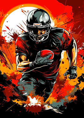 American Football Player in Action