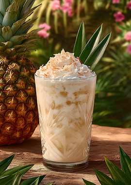 Tropical Pineapple Coconut Drink Still Life