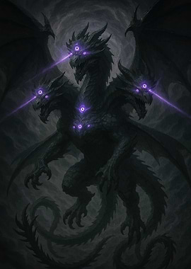 Three-Headed Dragon Purple Eyes