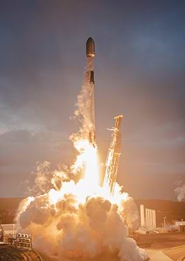 Rocket Launch with Fire and Smoke