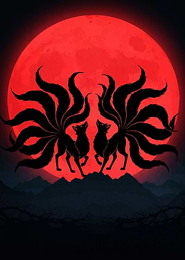 Nine-tailed Foxes Red Moon