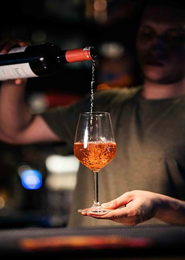 Pouring Wine into Glass