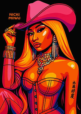 Nicki Minaj Cowgirl Pop Art Portrait