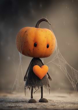 Cute Pumpkin Character with Heart