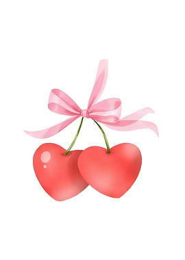 Heart Cherries with Pink Bow