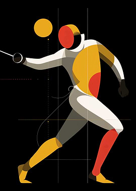 Fencing Athlete Abstract Illustration