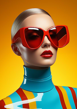 Woman with Red Sunglasses and Turtleneck