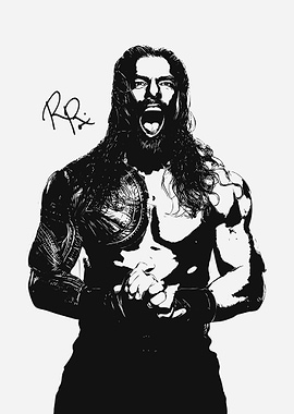 Roman Reigns Black and White Portrait