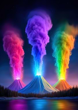 Colorful Volcanic Eruption Landscape