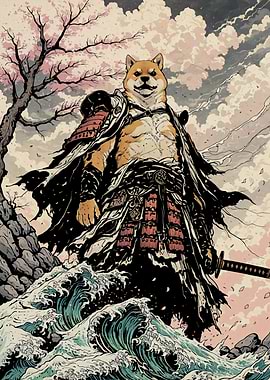 Samurai Shiba Inu Dog Japanese Art