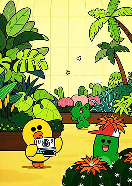 Line Friends in a Greenhouse