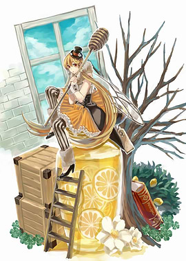 Anime Bee Girl on Lemonade Jar