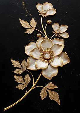 Elegant Golden Floral Design on Black