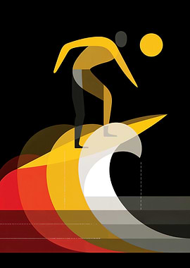 Abstract Surfer on Wave Art