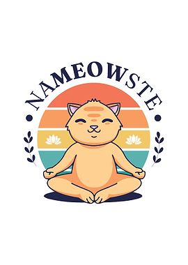 Nameowste: Meditating Cat Illustration