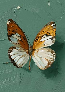 Butterfly Painting on Green Background